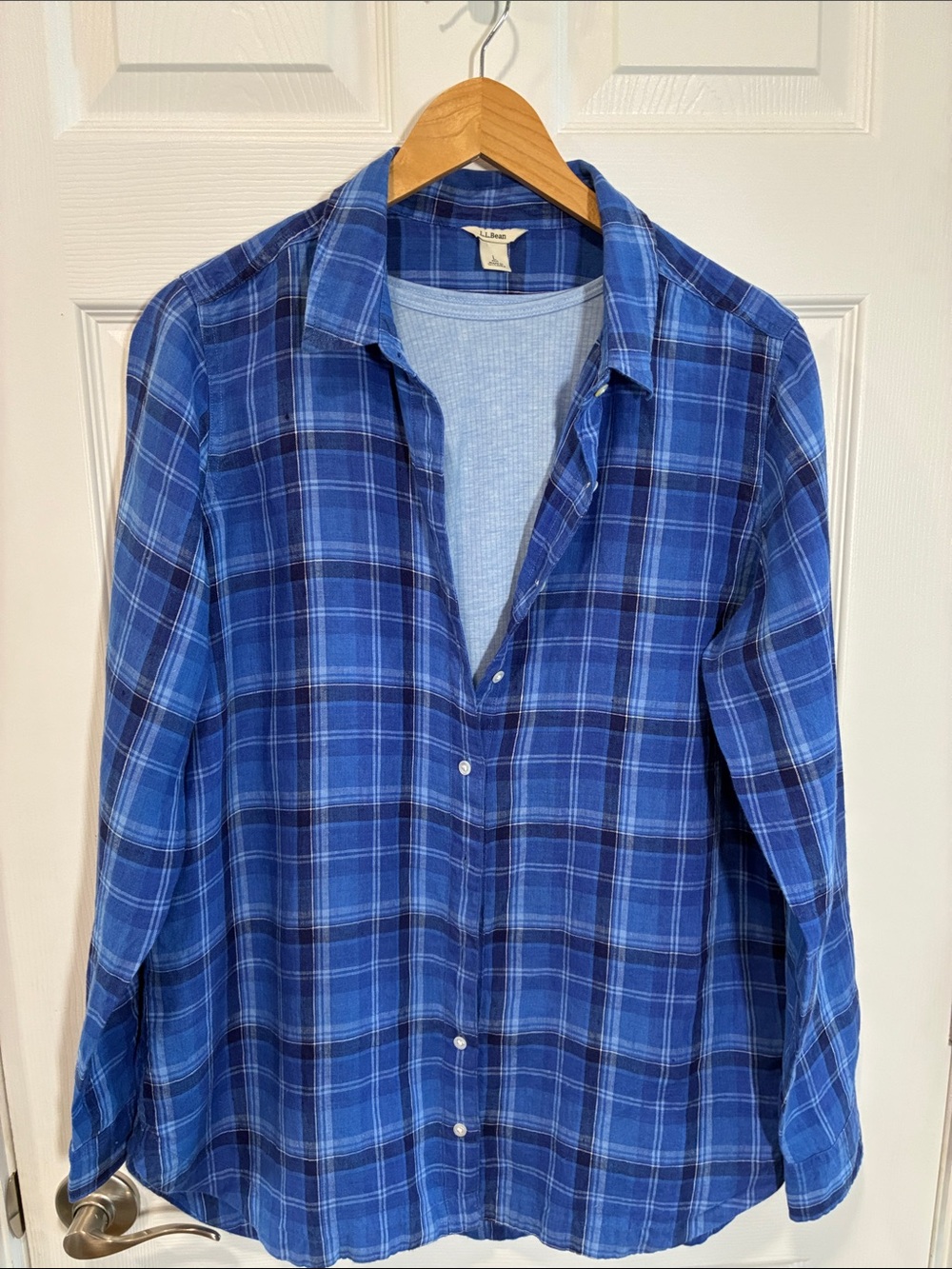 L.L. Bean Blue Plaid Button-Down Shirt
